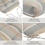 FUNHOME Outdoor Chair Cushions 19 x19 Inch,Water Resistant Tufted Seat Cushions 19",Reversible,Weather Resistant,Rounded Back Wicker Chair Cushion for Patio Garden Furniture(Gray Stripe)