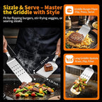 16 Inch Grilling Accessories Set, Heavy Duty Stainless Steel BBQ Accessories Tools and Grill Accessories for Outdoor Grill with Spatula, Fork, & Tongs - Grilling Gifts for Men Women Father