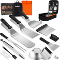 Griddle Accessories Kit for Blackstone – 14 PCS Flat Top Grill Tools Set with Stainless Steel Spatulas, Scraper & Bottles, Carry Bag Included – Outdoor BBQ Gift for Men