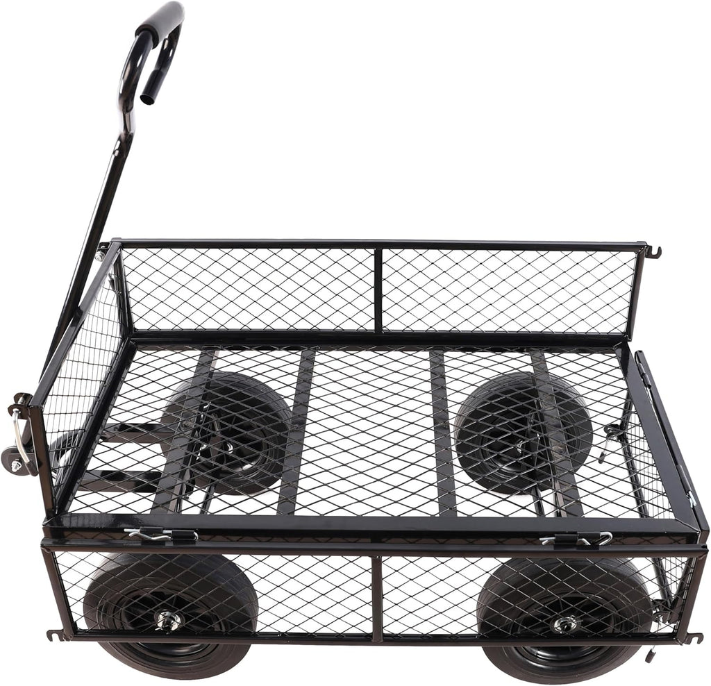 Wagon with Removable Sides Can be Used in Farms, Warehouses etc l Garden Dump cart- A Must-Have for Your Dream Garden Garden Essential- Dump cart Solid Wheels (Black Solid Wheels)