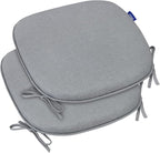 SleepMan Outdoor 17"x16" Chair Cushions with Ties Set of 2, Water Resistant All Weather U-Shape Seat Pads for Patio Garden Furniture Indoor (Set of 2, Light Grey)