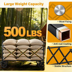 Wagons Carts Foldable,500 LBS Large Capacity Foldable Wagon Cart Collapsible Wagon with Wheels & Drink Holders,Utility Folding Cart for Camping Garden Beach Picinic Grocery Outdoor Shopping(Black)