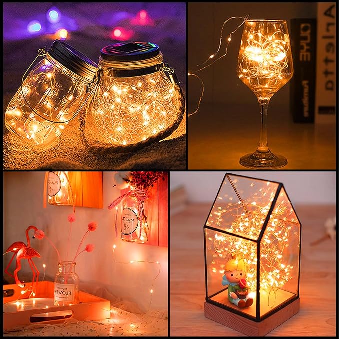 Orange Led Fairy Lights Battery Operated for Halloween, 12 Pack LED Mini String Lights, 7FT 20LED Silver Wire Firefly Starry Moon Light for DIY Fairy String Light Indoor for Halloween Party Decor