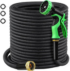 Garden Hose 50 FT, Non-Expanding Lightweight Water Hose with 10 Function Nozzle, Flexible, Kink Free, Wear-Resistant Fabric Leak Proof Garden Hoses for Outdoor, Yard, Lawn, Car, Marine, RV, Pet Bath