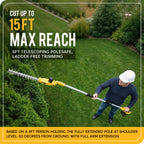 YDlawn 20V Cordless Pole Hedge Trimmer, 15 Ft Reach, 2 x 4.0Ah Batteries