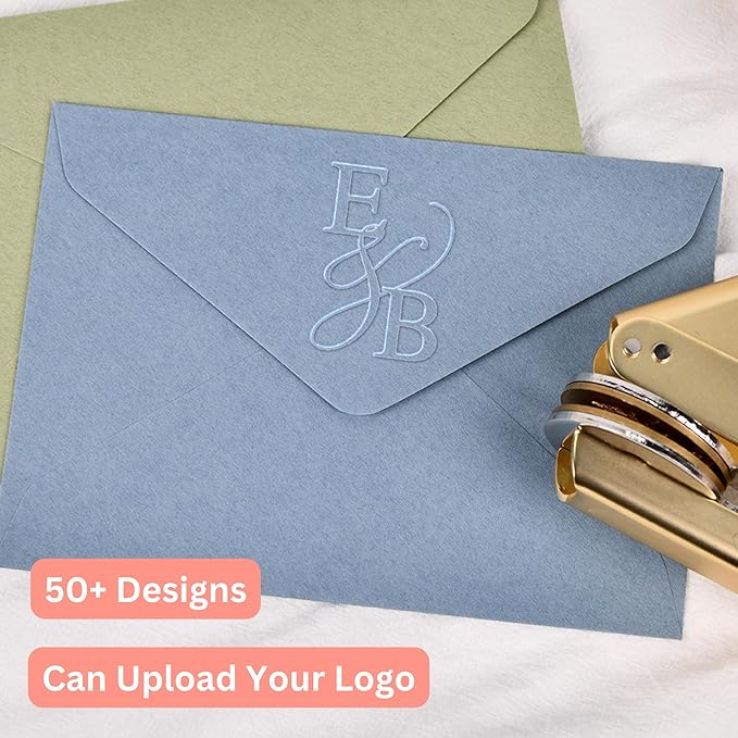 Custom Wedding Embosser, Personalized Embosser for Envelope, Invitation Card and Napkin, Steel Seal Embosser for Name, Monogram and Initials, Custom Logo Embosser (Wedding)