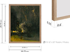 Poster Master Vintage Nocturne in Black and Gold Painting Poster - Retro The Falling Rocket Print - Abstract Art - Moody Art - Landscape Art - Office or Living Room Decor, 16x20 Beige Framed