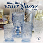 Yungala Blue Wine Glasses - Set of 6 Glass Goblets, 10oz - Dishwasher-Safe Handcrafted Stemmed Blue Vintage Glassware vintage wine glasses or water goblets or for those who love blue drinking glasses