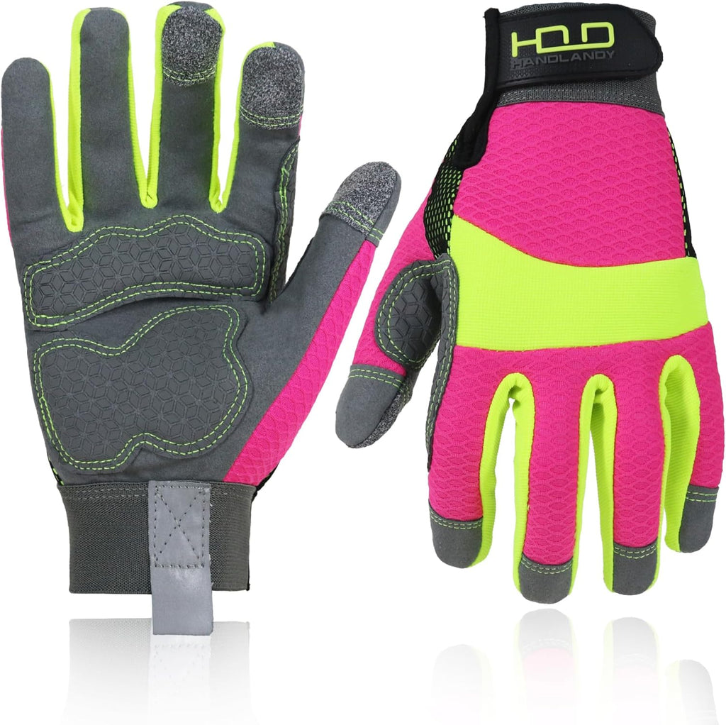 HANDLANDY Women Safety Work Gloves Utility Touch Screen Working Grip Glove for Yardwork Gardening Breathable Mechanic Gloves