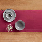 Solino Home Linen Beet Table Runner 132 Inches Long - 100% Pure Linen Extra Long Table Runner 14 x 132 Inch for Fall, Autumn, Thanksgiving - Classic Hemstitch