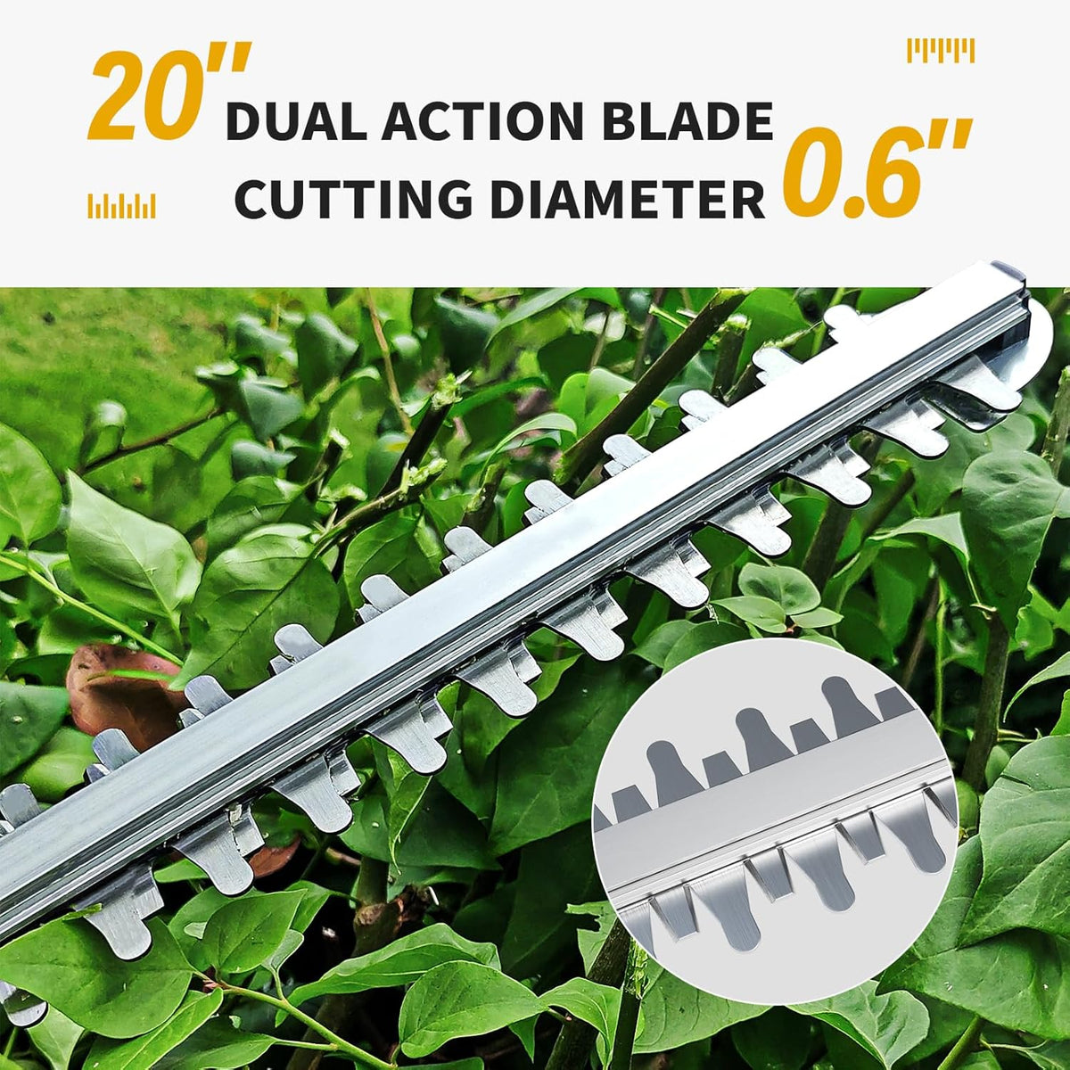 Cordless Hedge Trimmer with Rotatable Handle for Dewalt 20V Battery, 52cm Brushless Motor Trimmers Battery Powered, Electric Hedge Trimmer Bush Trimmers for Garden, Yard(Battery Not Included)