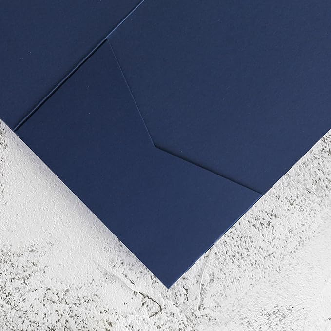 20 PCS Navy Blue Tri-fold Laser Cut Wedding Invitation Pockets for 5x7 Wedding Cards Bridal Shower Engagement Quinceanera Invitation