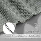 Gray Shower Curtain Waffle Weave 36 Inches Heavy Duty Stall Fabric Shower Curtain Set for Bathroom, Waterproof Weighted 256GSM Half Size Shower Curtains with 6 Hooks, 36Wx72H Grey