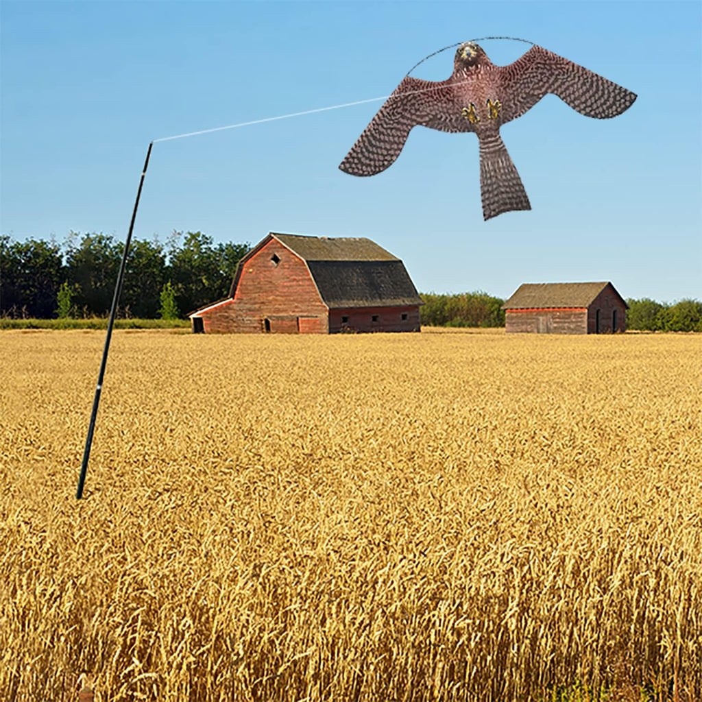 Bird Hawk Flying Kite with Pole Crops Farm Protector Bird Scarer Flying ONLY 4M Pole Without Kite