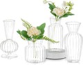 Modern Clear Glass Bud Vase Set: Glasseam 4Pcs Small Mini Flower Centerpieces Vases Handmade DecorativeCute Short Window Corner Home Decor for Wedding Reception Dining Table Single Rose Flowers