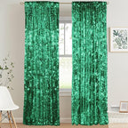 HH 9x9FT Green Big Sequin Backdrop Curtains, Sequin Photo Backdrop Payette Backdrop Curtain Panels, Shimmer Fabric Photography Backdrop for Wedding Party Christmas Decoration