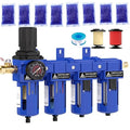 1/2 Inch NPT Air Dryer for Compressor,4 Stage Air Drying System,Brass Filter, Coalescing Filter,Double Desiccant Dryers & Air Regulator,Metal Bowl,Semi-Auto Drain,Industrial Grade(Blue)