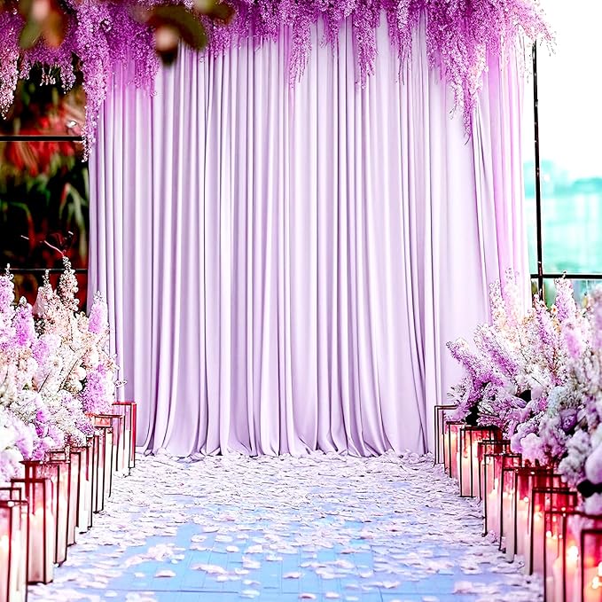 2 Panels Light Purple Backdrop Curtain, 10 x 7 Feet Background Curtains for Parties, Weddings, Baby Showers, Bachelorette Halloween, Christmas Birthday Party Photoshoot Backdrop Curtains Decorations