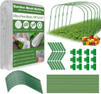 Garden Mesh Netting Kit, 10x33FT Ultra Fine Mesh Netting with 6 Sets Fiberglass Garden Hoops & 18 Clips for Tree Fruit Barrier Vegetable Fruits Flowers Shrubs Plant Covers Net