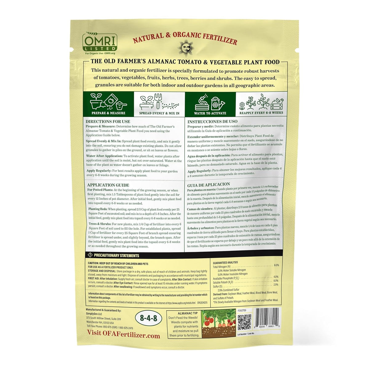 The Old Farmer's Almanac Organic Tomato & Vegetable Plant Food Fertilizer
