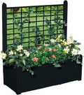 BrylaneHome Outdoor Freestanding Climbing Flower Plant Box with Trellis Planter Patio Deck Yard - Black