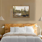Floating Framed Canvas Wall Art Vintage Decor - Tranquil Marsh Landscape Wall Decor, Countryside Farmhouse Scenery Paintings Prints for Living Room Bedroom Office Decoration 12x16 inch
