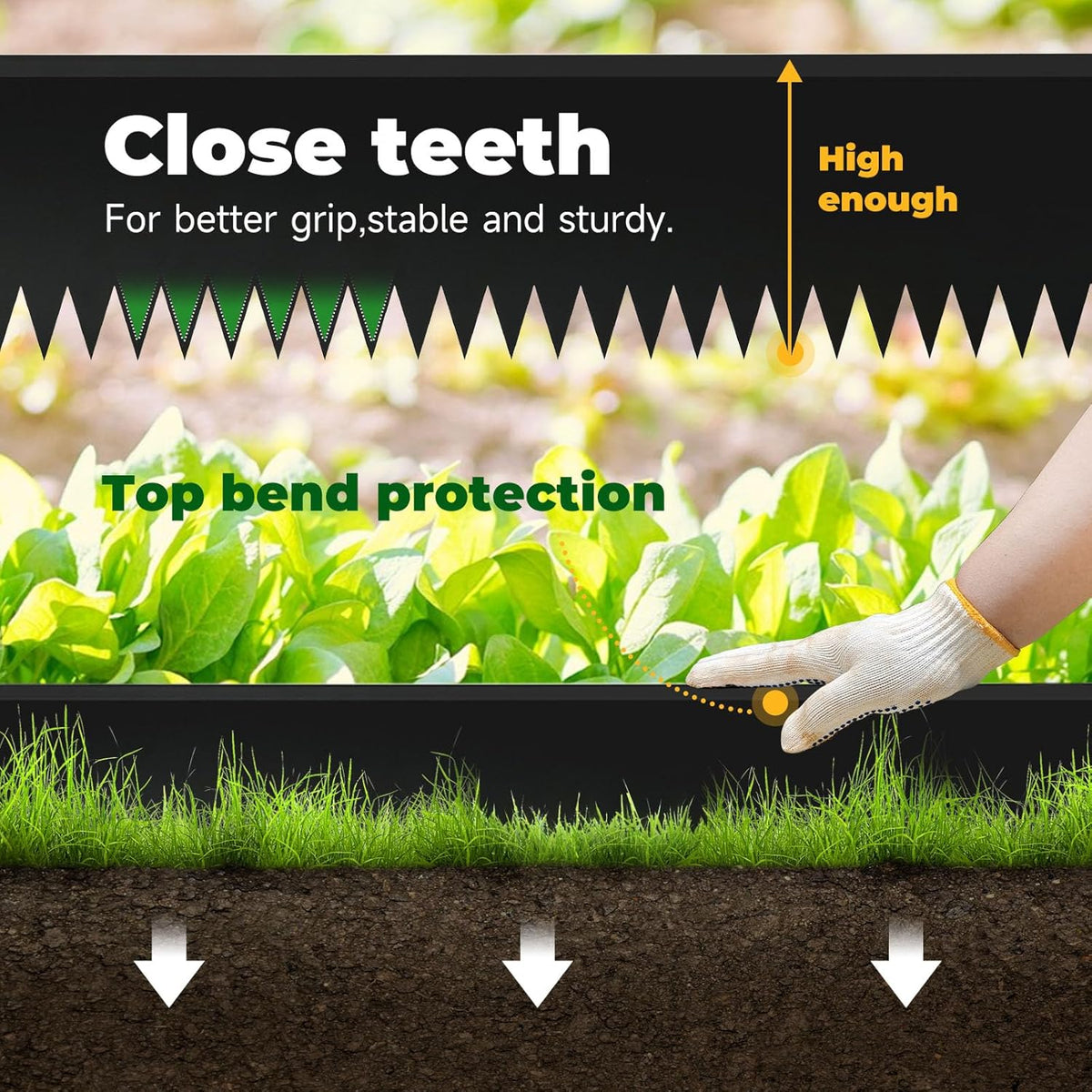 Steel Garden Edging with Top Bending Protection Metal Lanscape Edging Steel Lawn Edging 40 inch Strips, 8 inch Depth 180 Degree Bend for Garden,Lawn,Backyard, 6 Pack (8 inch-180 Degree Bend, Black)