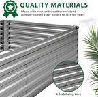 DIIYIV 8x4x1.5FT Galvanized Raised Garden Bed,Vegetable Boxes-Rectangle Metal Flower Box,Large Planter Raised Beds Outdoor Garden for Planting,Fruit,Herb-Silver