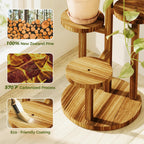 Bamworld Plant Stand Indoor Wood Plant Shelf 4 Tier Brown
