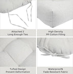 FUNHOME Outdoor Chair Cushions 19 x19 Inch,Water Resistant Tufted Seat Cushions 19",Reversible,Weather Resistant,Rounded Back Wicker Chair Cushion for Patio Garden Furniture(Cloud Gray)