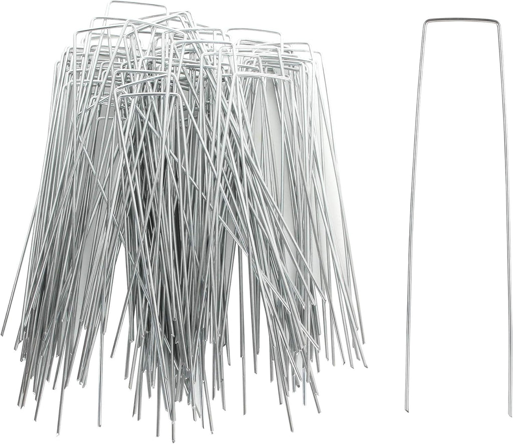 200 Pack 8 Inch Landscape Staples - Heavy Duty 11 Gauge Galvanized Steel Garden Stakes Staples - Weed Barrier Stakes U-Shaped Pins for Securing Pegs Irrigation Tubing Fabric Ground Sheets
