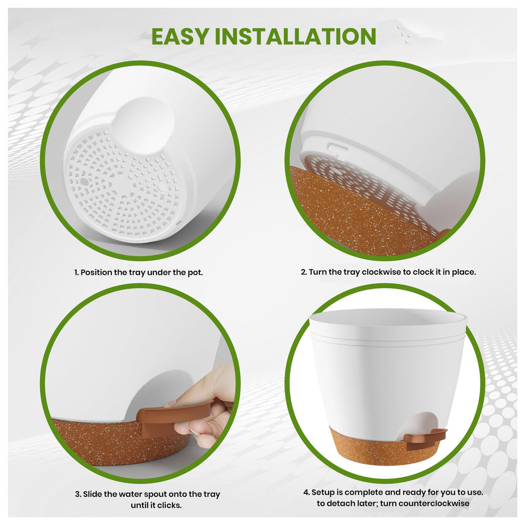 Utopia Home Self Watering Pots for Indoor Plants 6.8"/6.4"/5.9"/5.5"/4.9" Set of 5, Planters for Indoor Plants, Small Multi-Size Flowerpot, Plant Pots with Drainage & Reservoir (White)
