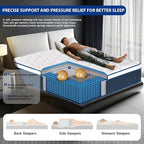 Queen Mattress 14 Inch, Hybrid Queen Size Mattresses in a Box, Gel Queen Memory Foam Mattress with Pocket Springs, Medium Firm Feel, Edge Support, Cool Sleep, Motion Isolation & Pressure Relief