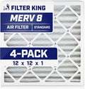 Filter King 12x12x1 Air Filter | 4-PACK | MERV 8 HVAC Pleated A/C Furnace Filters | MADE IN USA | Actual Size: 12 x 12 x .75"