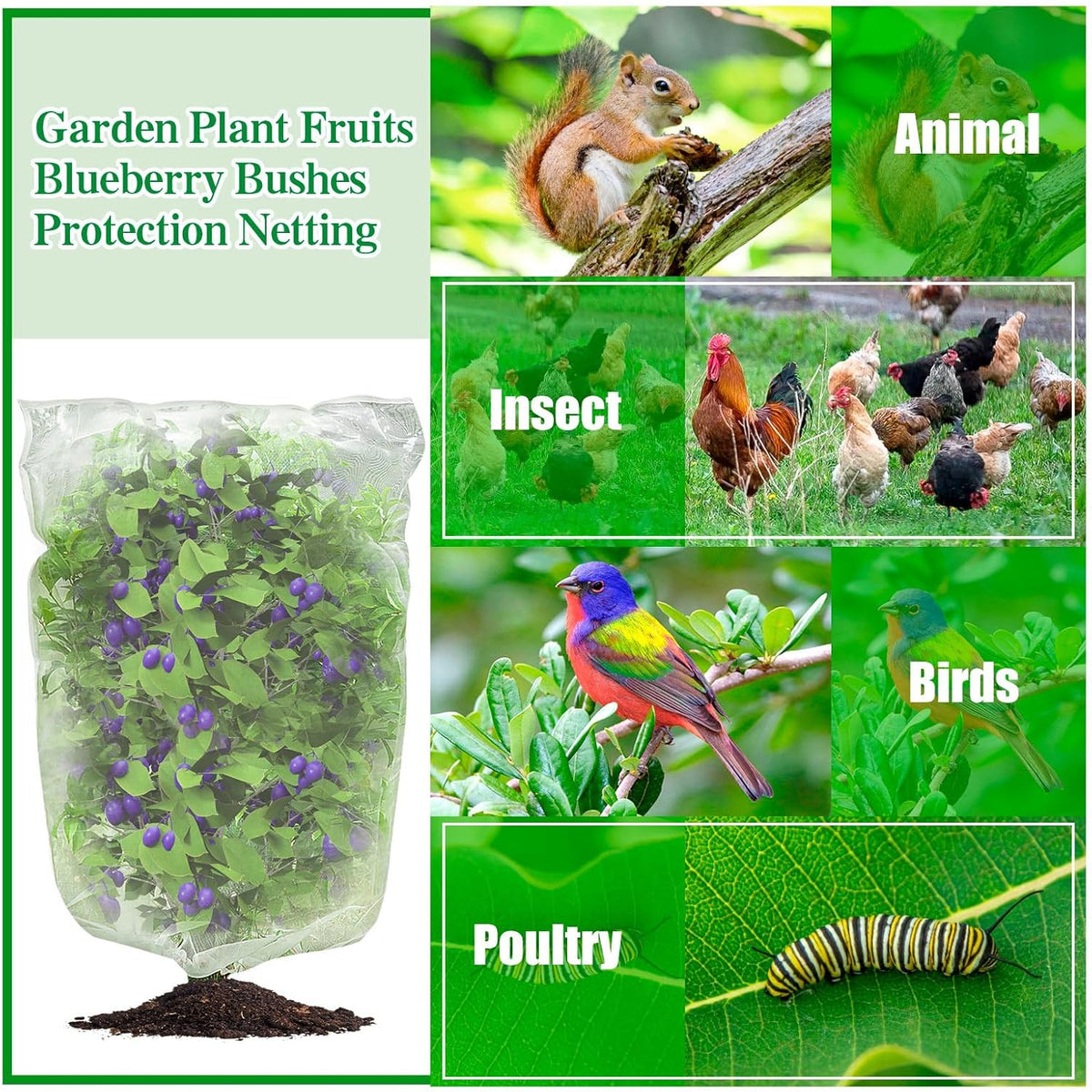 Insect Bird Barrier Mesh, Garden Netting Barrier, Bird Netting, Netting for Plant with Drawstring, 3.5 x 4.6 FT Tomato Protective Cover, Large Potted Fruit Protectors Cover for Blueberry Bushes