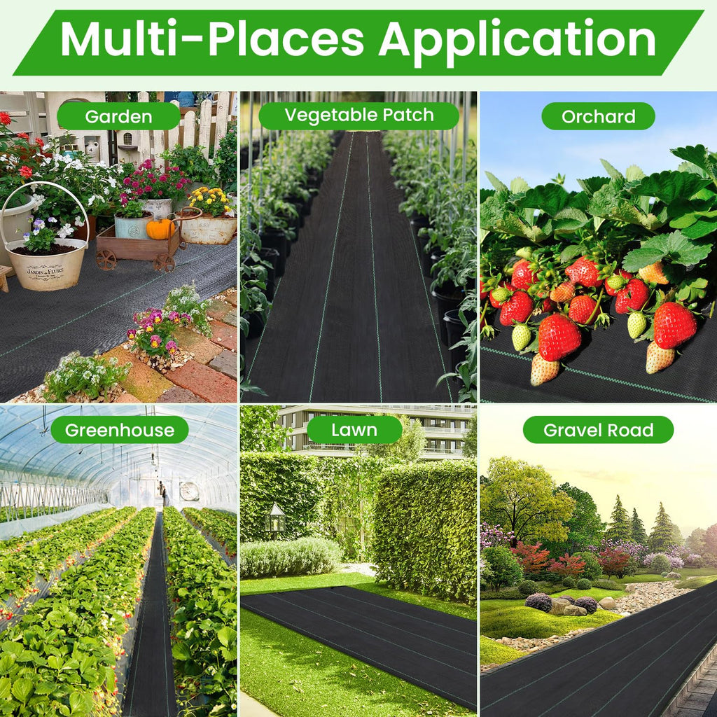 Weed Barrier Fabric, 4x300ft Landscape Fabric, 3.2oz Heavy Duty Durable Woven Geotextile Fabric, High Permeability Ground Cover Mat, Driveway Fabric, Garden Weed Control Cloth with 20 U-Securing Pegs