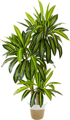 Artificial Dracaena Tree, 6ft Tall Fake Dracaena Plant with Basket, Indoor Outdoor Faux Topiary Yucca Trees for Office Home Living Room Porch Patio Décor