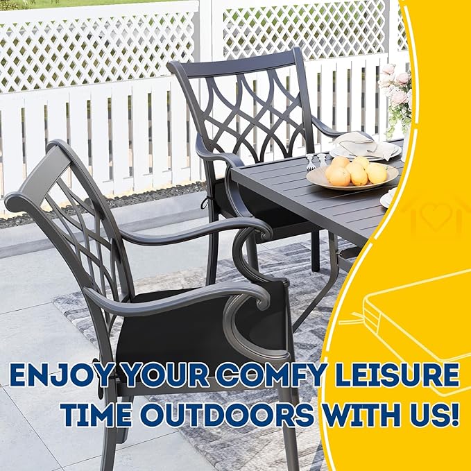 AAAAAcessories Outdoor Seat Cushions for Chairs, Waterproof, Fade-Resistant, 24" x 24" x 4", Patio Furniture Replacement Cushions, Set of 2, Charcoal Black