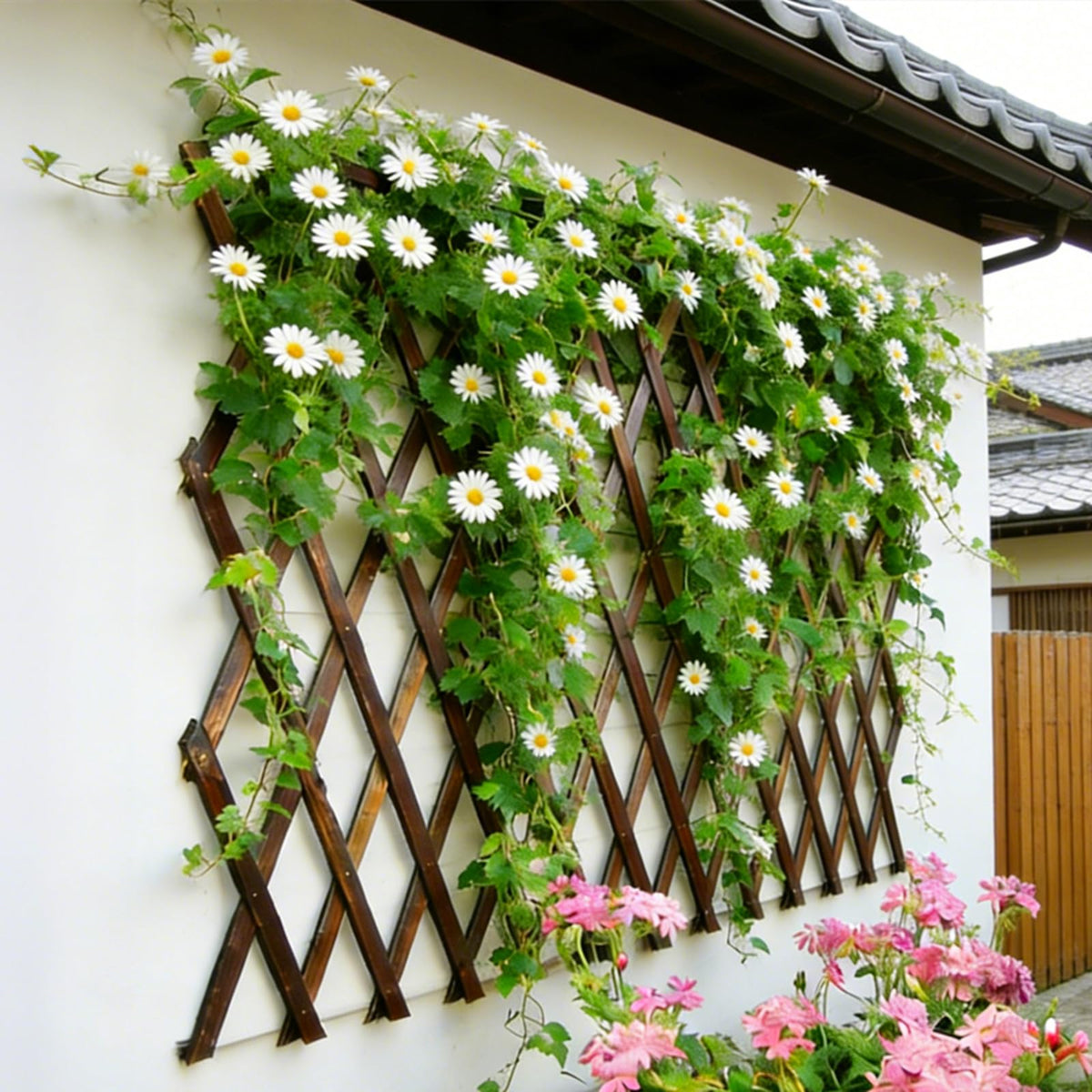 Expandable Garden Trellis, 38" x 89" Large Wooden Lattice Fence Wall Panel Lattice Trellis for Climbing Plants Outdoor Ivy Vine Rose Clematis for Garden Patio Room Decor (1Pcs Brown)