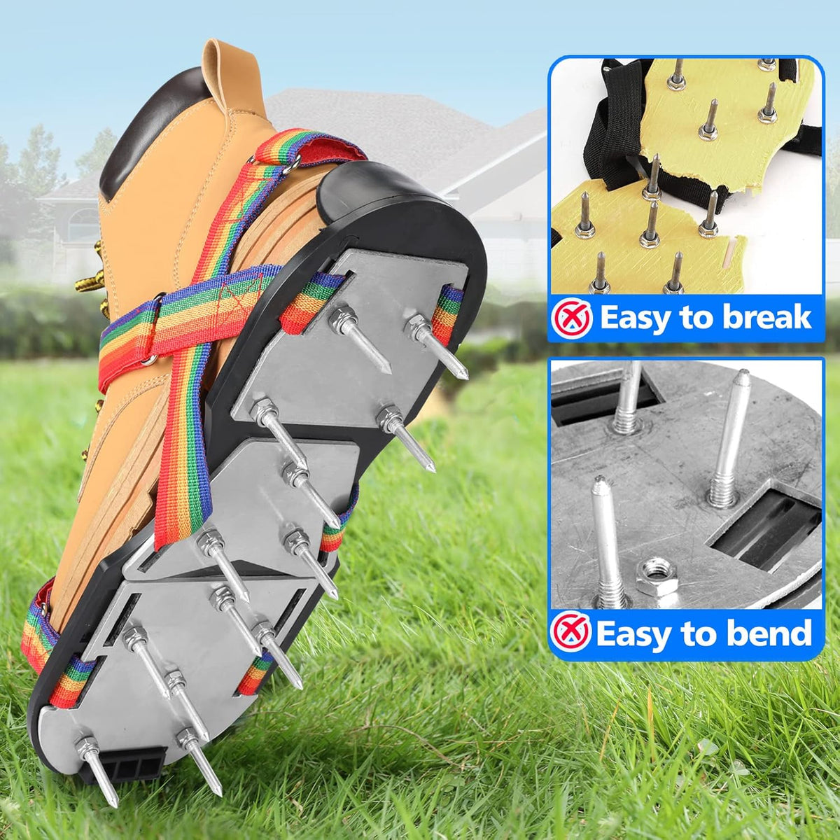 Lawn Aerator Shoes for Grass - Pre-Assembled Grass Aerator Shoes for Lawn - Soil Yard Aerator Tool for Aerating Patio Garden, Colorful