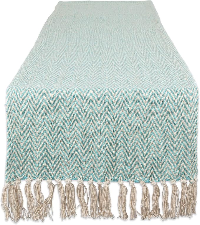 DII Woven Basic Tabletop Collection, Chevron Table Runner, 15x108, Aqua