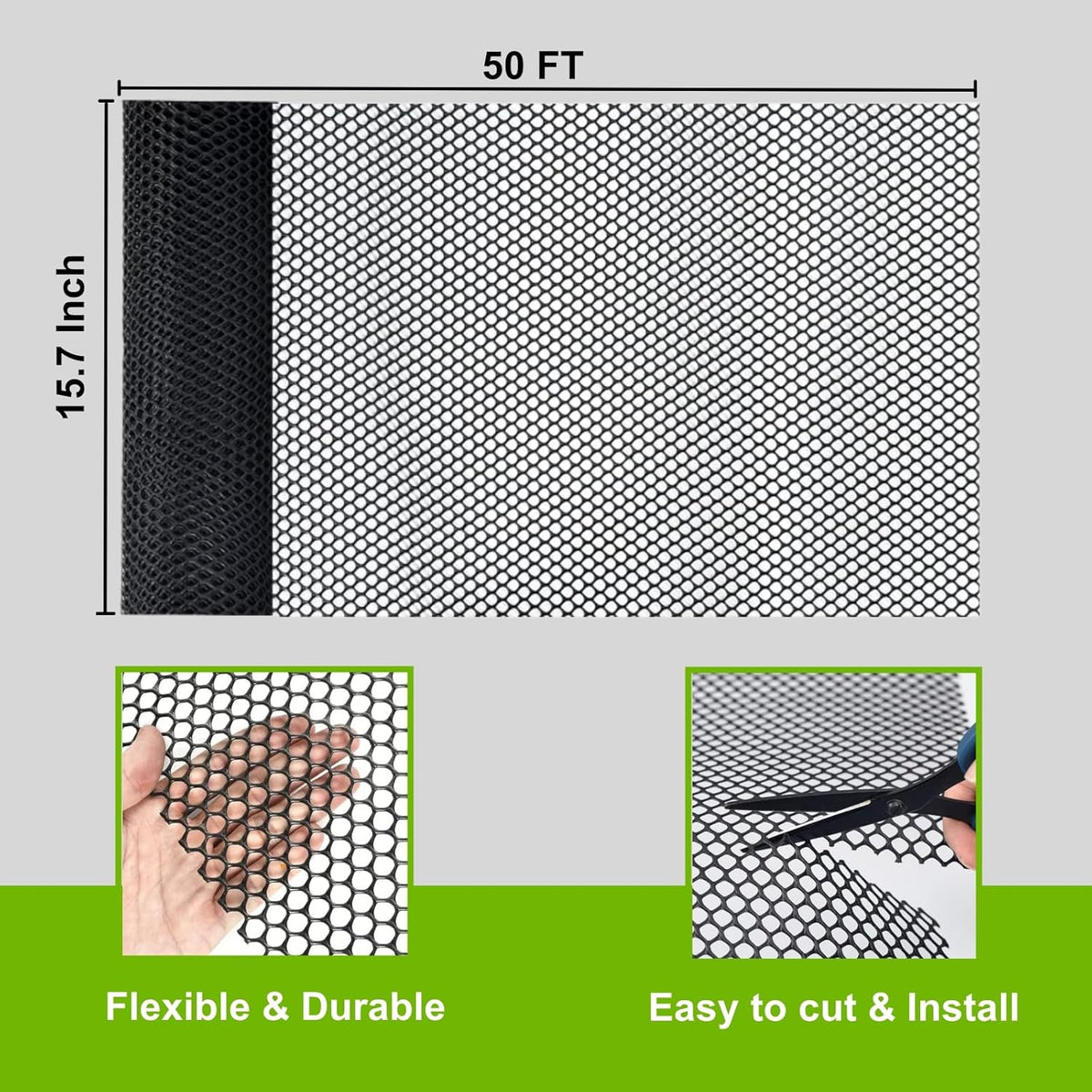 Plastic Wire Mesh Fence Roll, GENNIZZ 15.7IN x 50FT Plastic Chicken Wire Mesh, Garden Netting Fencing Barrier for Poultry Balcony Chicken Puppy (0.4m x 15m)