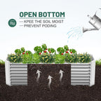 Land Guard 2 Pack 6×3×2 ft Galvanized Metal Raised Garden Bed, 2FT Deep Root Elevated Planter Box Steel Large Vegetable Flower Bed Kit, Silver