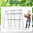 Garden Trellis for Climbing Plants Outdoor, Metal Cucumber Trellis Plant Support for Outdoor Vegetables Fruits Flowers Vines Cucumber Trellis Raised Bed, with Nylon Netting, 63" Hx 63" L, Black