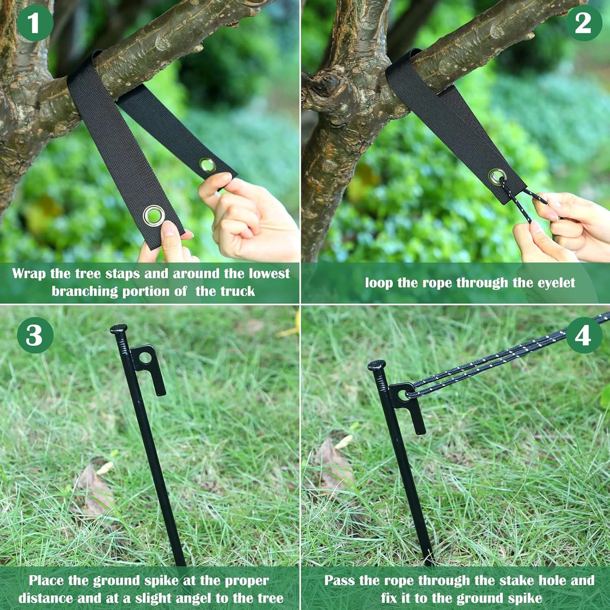 Suzile 60 Pcs Tree Stake Kit, Heavy Duty Tree Staking and Supports for Leaning Trees Include 11. 8'' Steel Stakes 15. 8'' Support Straps 13. 12 ft Ropes for Anchoring Hurricane Protection (Black)