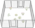 FXW Garden Fence Outdoor for The Yard – 40in(H) x 36.4ft(L) Heavy Duty Metal Animal Barrier for Dog and Rabbit, Decorative Dog Fence, 16 Panels, Silver