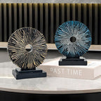 Abstract Statue for Home Decor,Office Desk Sculpture for Men,Creative Round Line Ornament for Bookshelf,Modern Decorative Sculpture,Bedroom,Livngroom,Table(Blue)