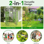 Happygrill Birdcage Shape Garden Arbor, 9.4 x 6.8FT Heavy Duty Gazebo with Hanging Hook for Climbing Plants, Outdoor Arch Pergola Pavilion for Wedding Party Ceremony Decoration