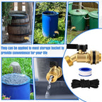 JaGely 3 Sets Brass Rain Barrel Spigot Kit 1/2" Inlet to 3/4" Quarter Turn Ball Valve with Bulkhead Fitting, Brass Bulkhead Faucet Kit with Thread Tape and 9.8ft Traction Rope for Water Tanks, Pools