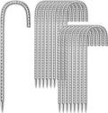 18 Pack Ground Garden Rebar Stakes Rebar 12 Inch Anti-Rust Galvanized Steel J Shape Hook Heavy Duty Ground Anchors for Tents, Position Kits,Fences, and Trampolines Landscape Fabric